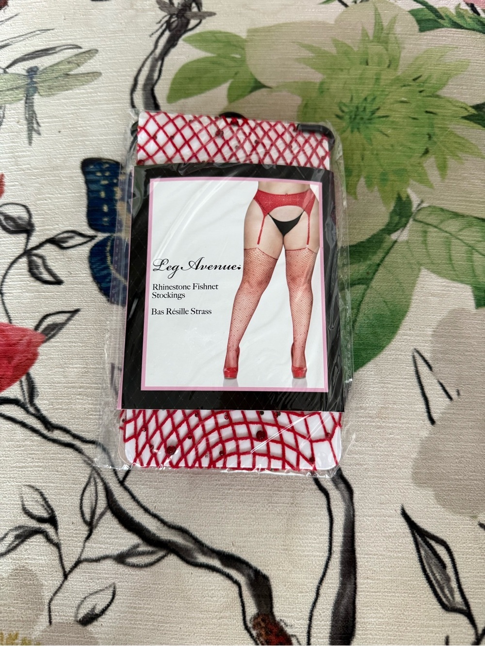 Leg Avenue Red Rhinestone Fishnet Stockings 1X 2X Plus Size NIP